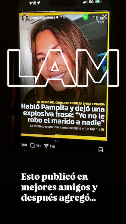 Ángel de Brito filtró la polémica publicación que la China Suárez habría compartido sobre Pampita en sus "mejores amigos" de Instagram