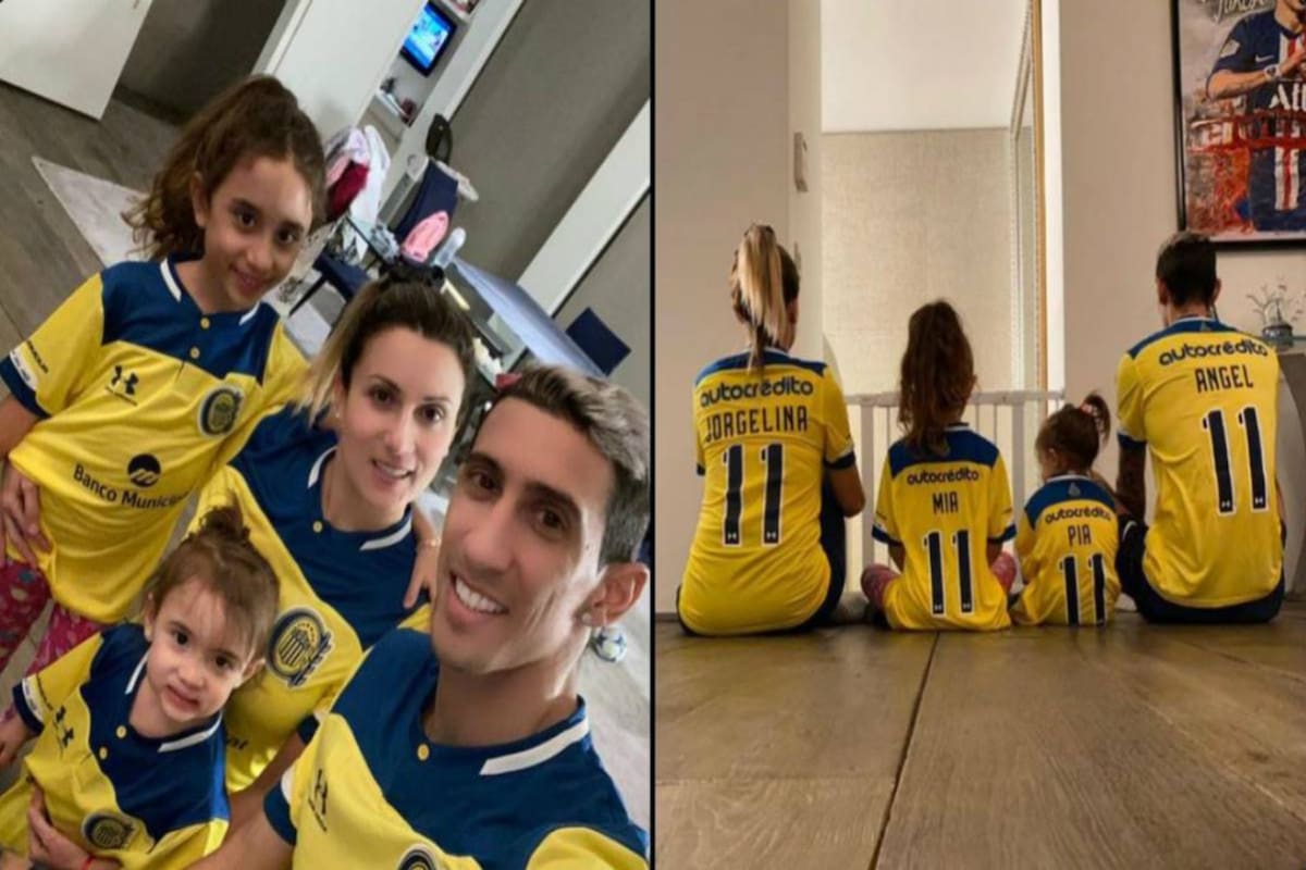 Ángel Di María con la camiseta de Rosario Central durante su cuarentena