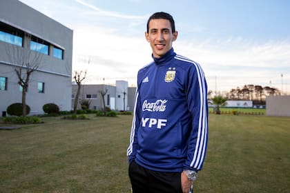Angel Di María en el predio de Ezeiza