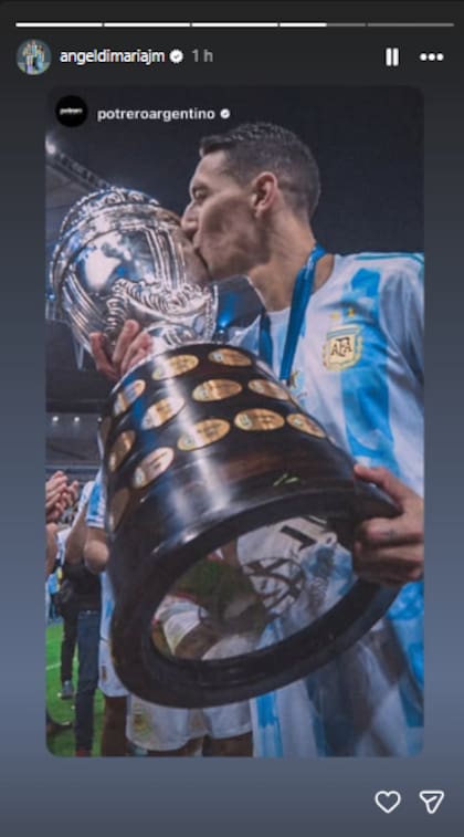 Ángel Di María recordó el triunfo en la Copa América 2021 (Foto: Instagram @angeldimariajm)