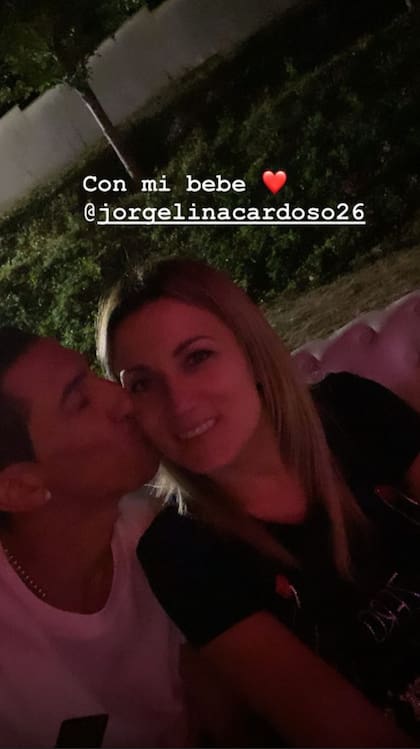 Ángel Di María y Jorgelina Cardoso, en el festejo del PSG.