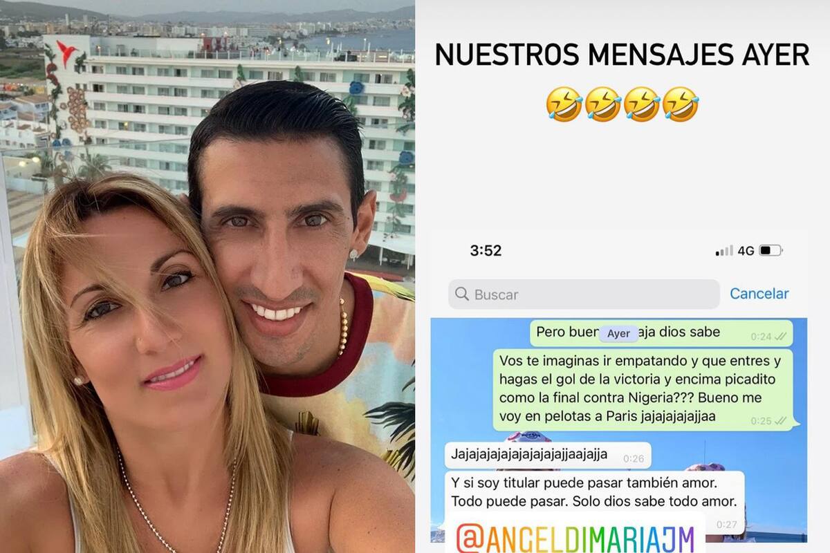 Angel Di María y su mujer, y los mensajes que intercambiaron antes de la final; una premonición increíble