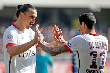 Angel Di María y Zlatan Ibrahimovic en Paris Saint Germain