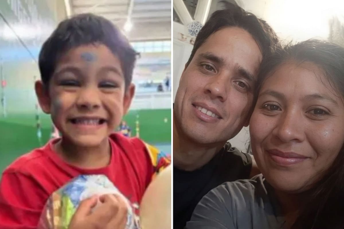 Ángel, su padrastro Maicol González y su madre Mariela Altamirano