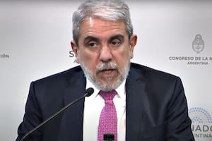 Aníbal Fernández durante su presentación en el Senado