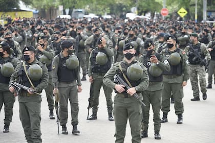 Efectivos de gendarmería en Rosario.