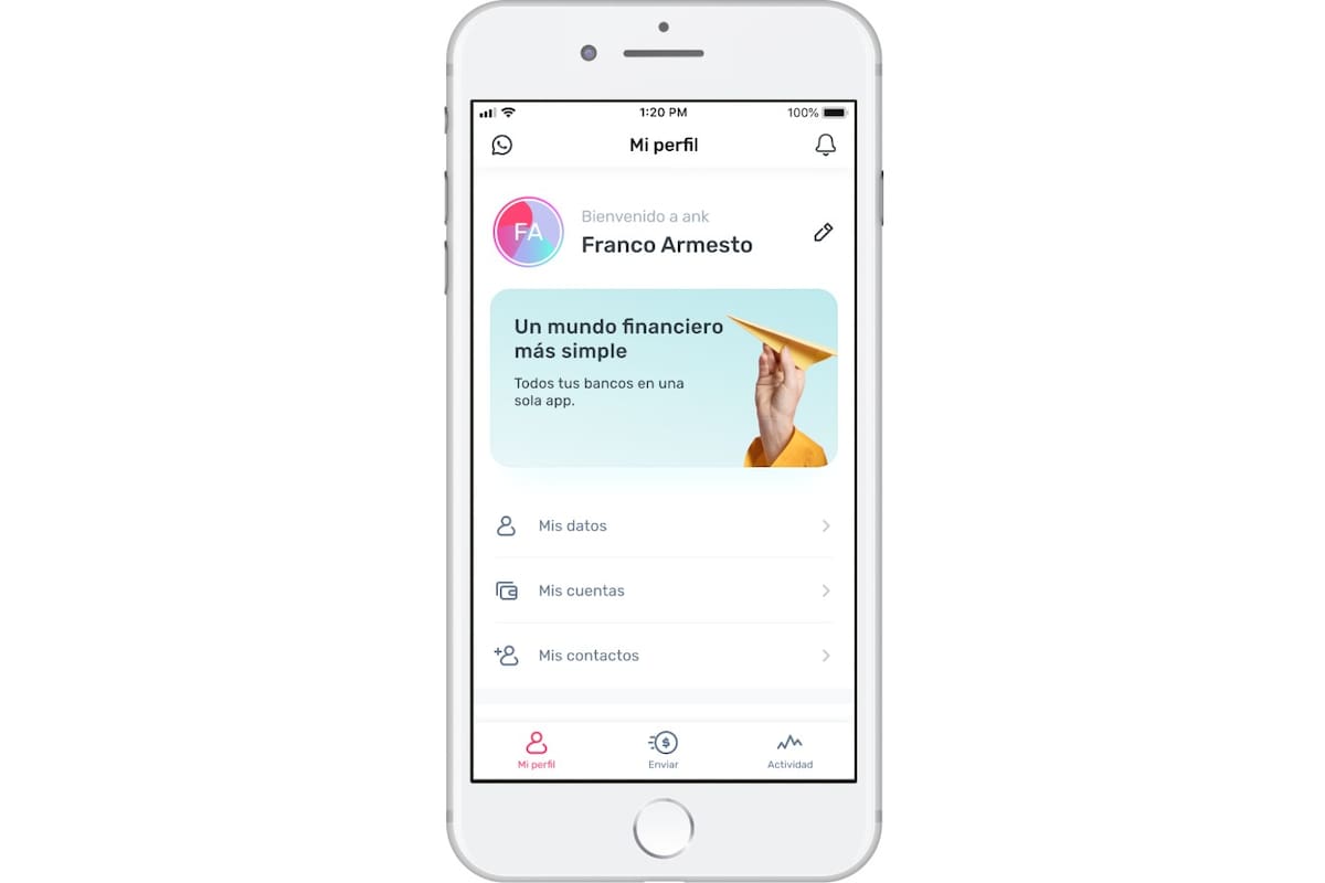 ANK es la fintech del grupo Itaú-Unibanco; permite a los usuarios gestionar todas sus cuentas bancarias de diferentes entidades y realizar transferencias de forma gratuita desde la plataforma