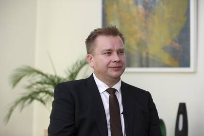 ANKARA, TURKIYE - DECEMBER 08: Finnish Minister of Defence, Antti Kaikkonen speaks during an exclusive interview with Anadolu Agency in Ankara, Turkiye on December 08, 2022. (Photo by Muhammed Selim Korkutata/Anadolu Agency via Getty Images)