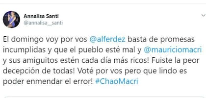 Annalisa se definió en favor de Alberto Fernández para las próximas PASO y las redes les contestaron