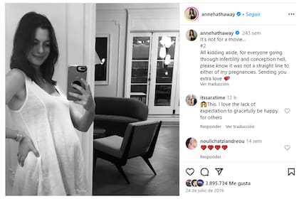 Anne Hathaway y el posteo con el que quiso reconocer el difícil camino que a veces se recorre para ser madre