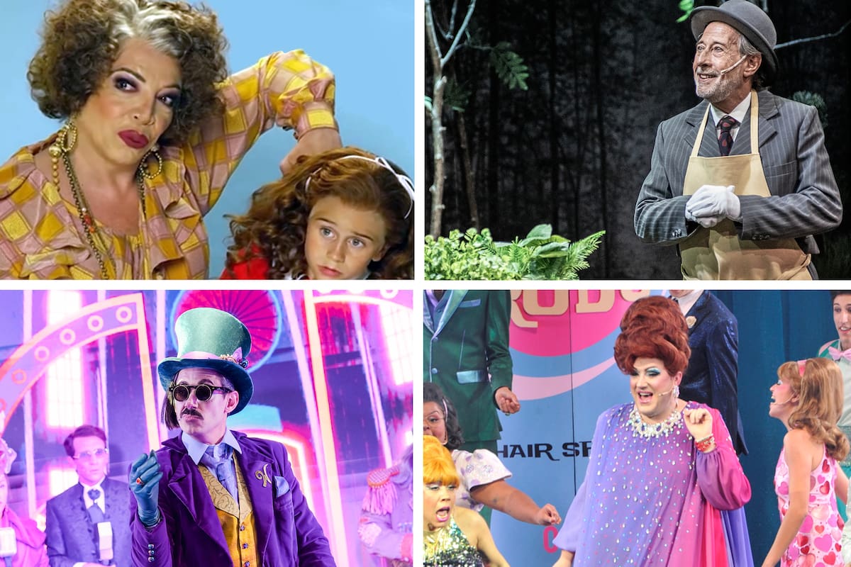 Annie, con Lizy Tagliani; Francella en Desde el jardín; Aristarán en Charlie y la fábrica de chocolate y Damián Betular en Hairspray