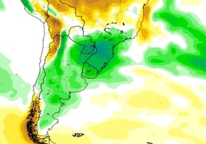 Anomalía mensual media de precipitación para diciembre de 2026 a febrero de 2027