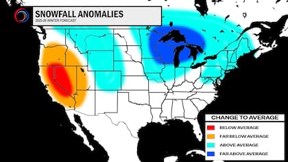 Anomalías esperadas para el invierno 2025-2026: las zonas más afectadas por la caída de nieve