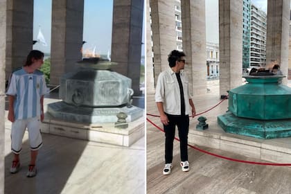 Años después, cuando regresó a Rosario, Ferrario Marín decidió repetir la posición de Messi en una de las imágenes