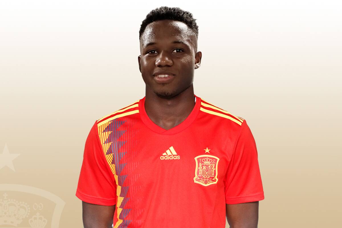 Ansu Fati, con la camiseta de la selección española.