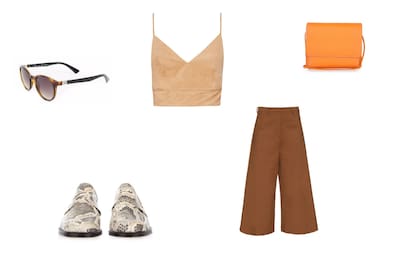 Anteojos (360) Top (Sofia Sarkany, $1500) Pantalón (Etiqueta Negra, $2900) Cartera (Peter Kent) Zapatos (Paula Cahen Danvers)