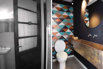 ANTES: La propiedad tenía un único baño. DESPUÉS: Se hizo espacio para agregar este toilette justo delante del baño principal, en la espalda del living. La puerta corrediza contribuye a aprovechar sus dimensiones al máximo.