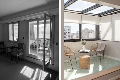 ANTES: un departamento oscuro, con ventanas chicas y viejas molduras. DESPUÉS: una reforma que explotó al máximo esta terraza en esquina con orientación noroeste.
