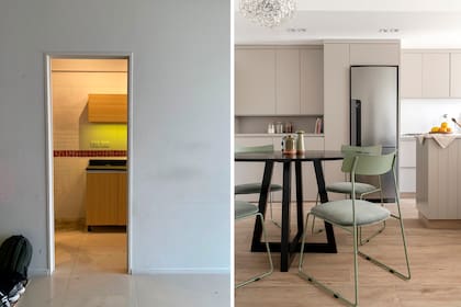 Antes, una pared separaba la cocina con el lavadero del living-comedor. Al demolerla se optimizaron los metros cuadrados ganando espacialidad.