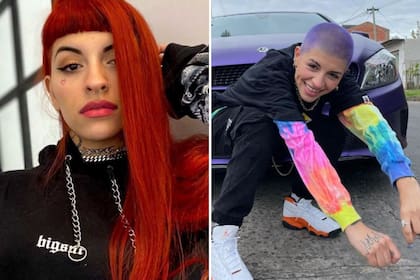 Antes y después: Cazzu apostó por un cambio de look total, con el pelo rapado y de color violeta