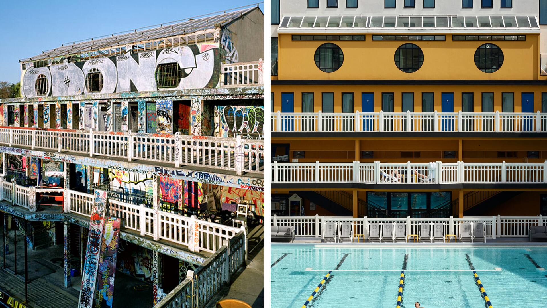 Gran piscina exterior, con 46 m de largo.
