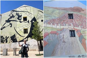 Tapan el mural que un artista argentino había dedicado al Quijote en Alcalá de Henares