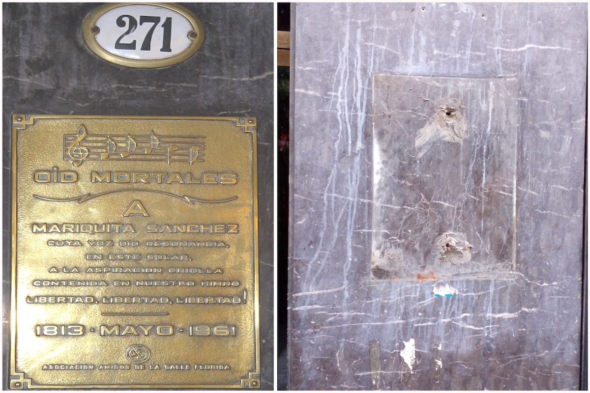 Antes y después: la placa que recuerda el lugar donde estaba la casa de Mariquita Sánchez de Thompson ya no está