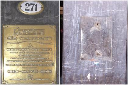 Antes y después: la placa que recuerda el lugar donde estaba la casa de Mariquita Sánchez de Thompson ya no está