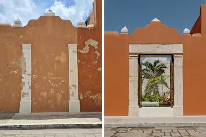Antes y después. Se proyectó una puerta-ventana que permite ingresar a la casa y acceder directamente a la pileta.