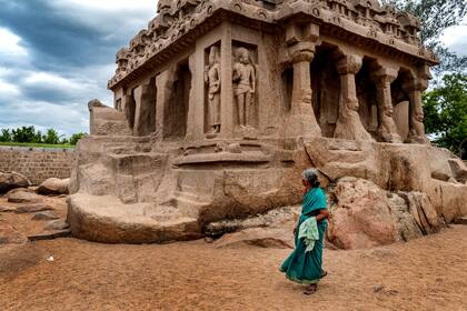 Antiguo templo en Mahabalipuram, India