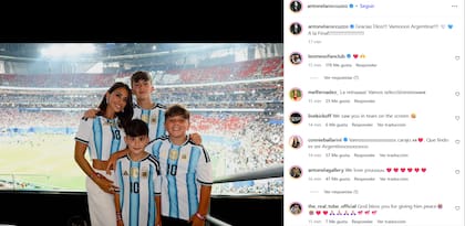 Anto Roccuzzo festejó el triunfo de Argentina desde su red social (Foto: Captura Instagram/@antonelaroccuzzo)