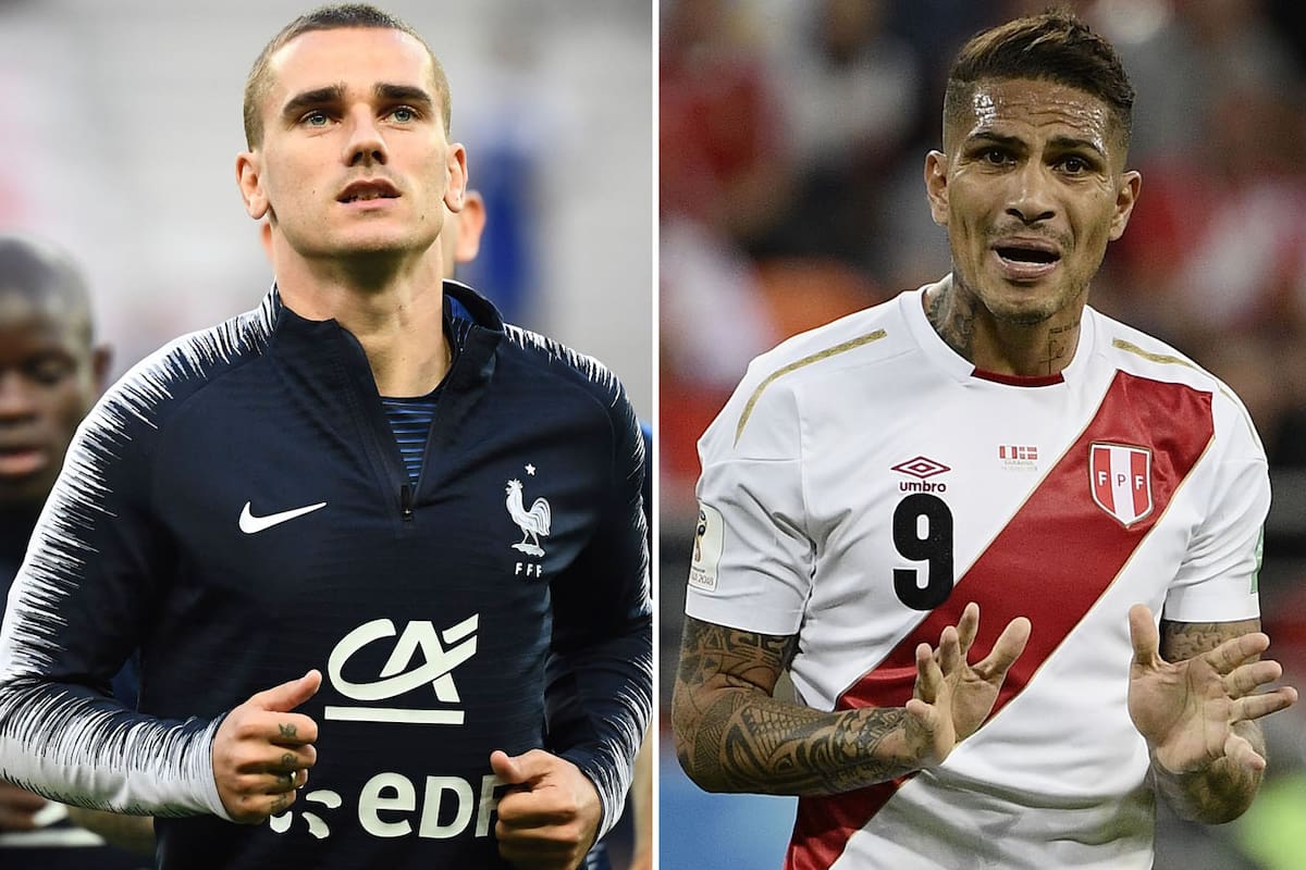 Antoine Griezmann de Francia y Paolo Guerrero de Perú