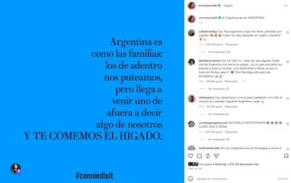 Antonela Roccuzzo reposteó y le dio me gusta a una publicación de Connie Ansaldi sobre las críticas a la Argentina