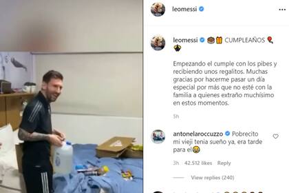 Antonela Roccuzzo, su mujer, comentó la publicación: "Pobrecito mi vieji. Tenía sueño, ya era tarde para él"