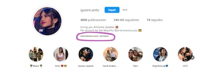 Antonela Roccuzzo y Lionel Messi siguen a la fanpage de la rosarina (Foto: Instagram @queen.anto)