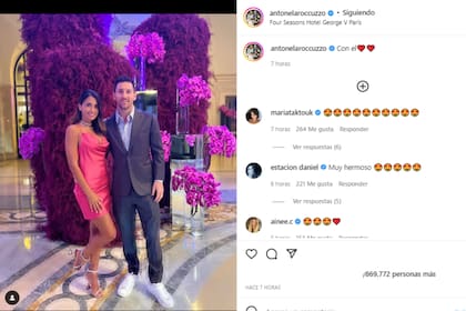 Antonela y Messi se reencontraron en París Foto Instagram @antonelaroccuzzo)
