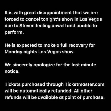 Anuncio de Aerosmith sobre la cancelación de su show en Las Vegas