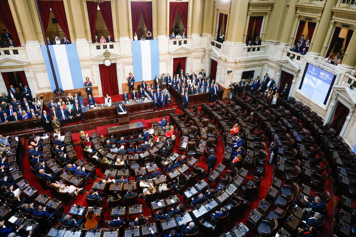 Apertura Asamblea Legislativa, el presidente Milei en el congreso de La Nación, lo acompaña su gabinete y ministros de la Corte.
