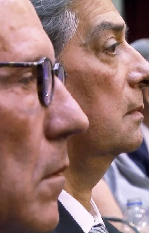 Los jueces de la Corte Carlos Rosenkrantz y Horacio Rosatti durante la última Asamblea Legislativa; detrás, Alberto Fernández y Cristina Kirchner