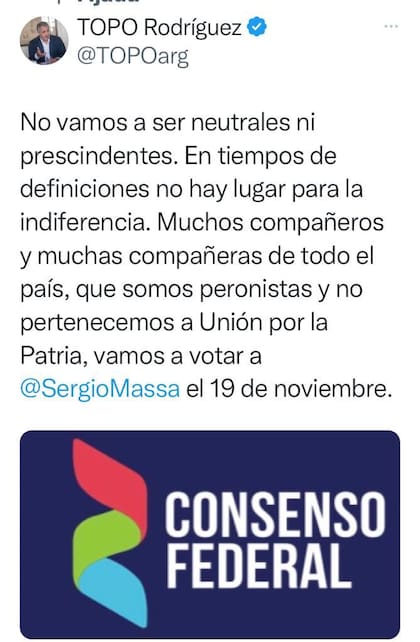 Apoyo del bloque de Consenso Federal a la candidatura de Sergio Massa