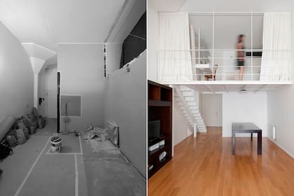 Aprovechando la altura del ambiente integrado, el dormitorio se ubicó sobre la entrada. Las arquitectas realizaron el cálculo estructural junto con la arquitecta Marta Podestá (Estudio DCE).