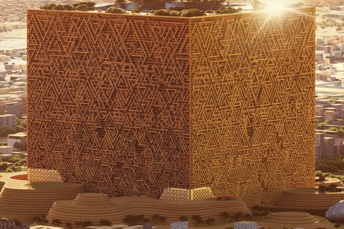 Arabia Saudita presenta un gigantesco rascacielos superalto en forma de cubo para el centro de Riad