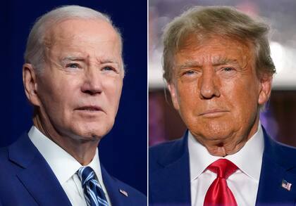 ARCHIVO - En esta combinación de imágenes, el presidente de Estados Unidos, Joe Biden, a la izquierda, habla el 10 de agosto de 2023 en Salt Lake City, y el expresidente Donald Trump habla el 13 de junio de 2023, en Bedminster, Nueva Jersey. La revancha de las elecciones de 2020 ya era oficial después de que el presidente y su predecesor se asegurasen las candidaturas de sus partidos. (AP Foto, Archivo)