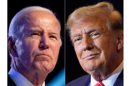 Archivo.- Esta imagen combinada muestra al presidente Joe Biden, a la izquierda, el 5 de enero de 2024, y al precandidato presidencial republicano, el expresidente Donald Trump, a la derecha, el 19 de enero de 2024