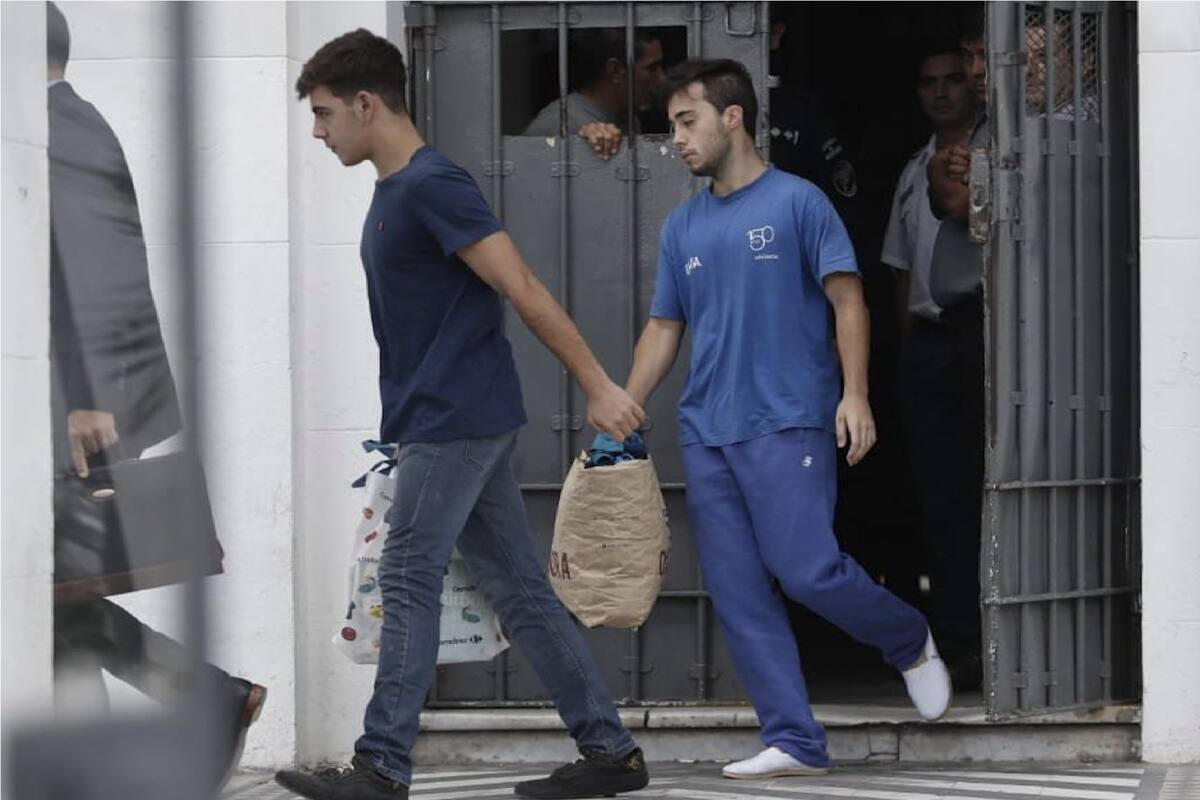 ARCHIVO-. Juan Pedro Guarino y Alejo Milanesi fueron liberados, luego de su sobreseimiento provisorio en el caso Báez Sosa.