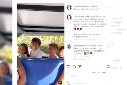 ARCHIVO-. La felicitación de Pampita a su hijo Benicio.