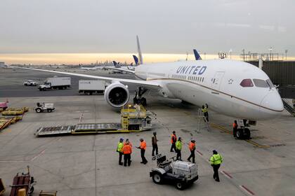 ARCHIVO - Un Dreamliner 787-10 arriba al Aeropuerto Internacional de Newark, Nueva Jersey, 7 de enero de 2019. (AP Foto/Seth Wenig, File)
