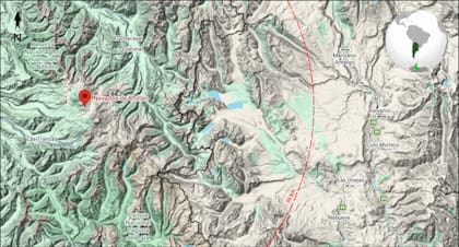 Área de influencia del volcán Nevados de Chillán en territorio chileno y argentino
