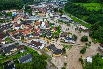 Área inundada en Ravne na Koroskem, al noreste de Ljubljana, Eslovenia, el viernes 4 de agosto de 2023. (Foto AP/Gregor Ravnjak)