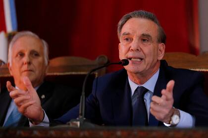 ARGENTINA, Cordoba: El candidato a vicepresidente por Juntos por el Cambio, Miguel Angel Pichetto, diserta en el Salon Velez Sarsfield de la Facultad de Derecho de la UNC, Cordoba, el 6 de agosto de 2019